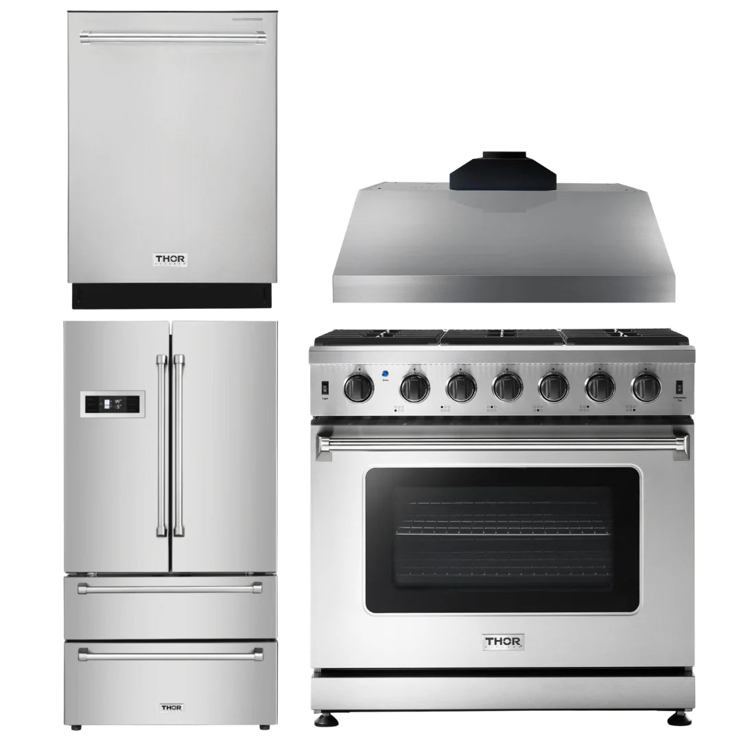 36 Propane Gas Range, Range Hood, Refrigerator, Dishwasher E52283