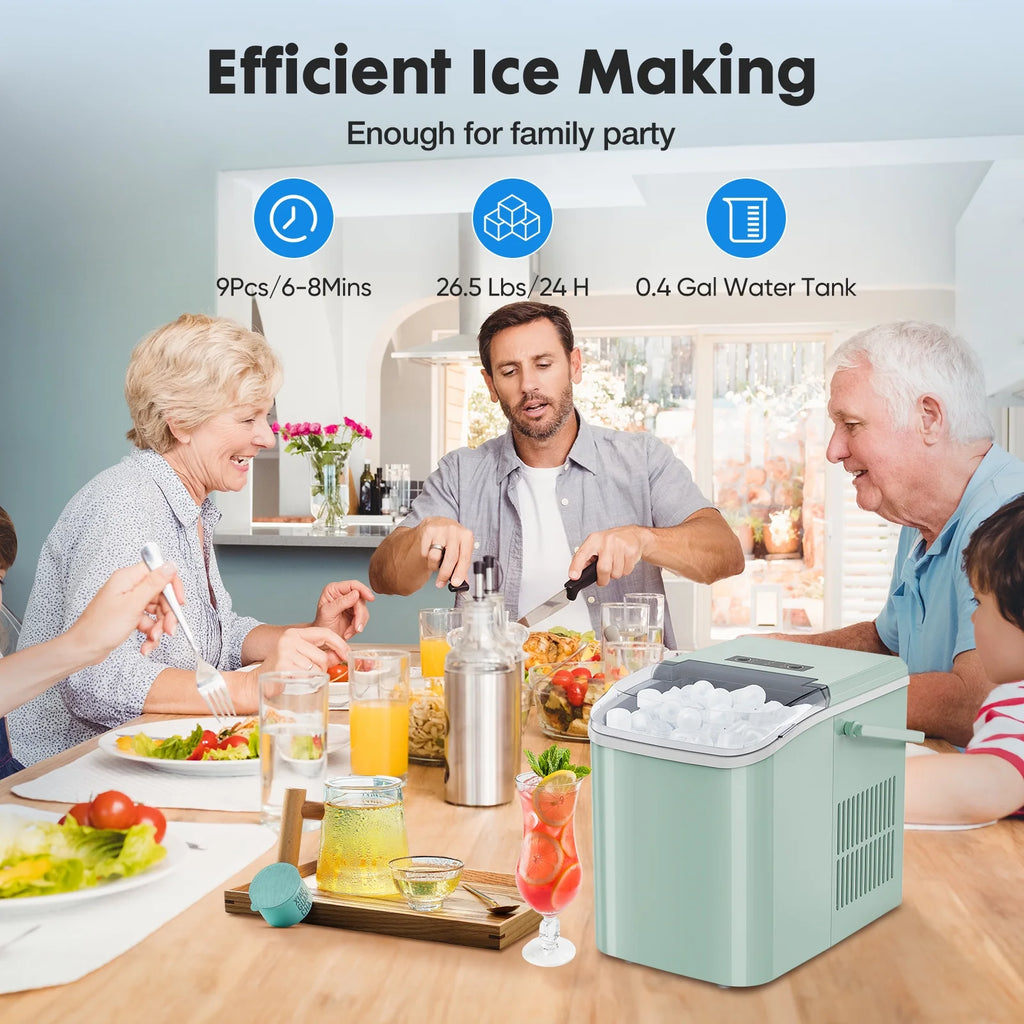 Portable Ice Maker Machine with Scoop and Basket S6508