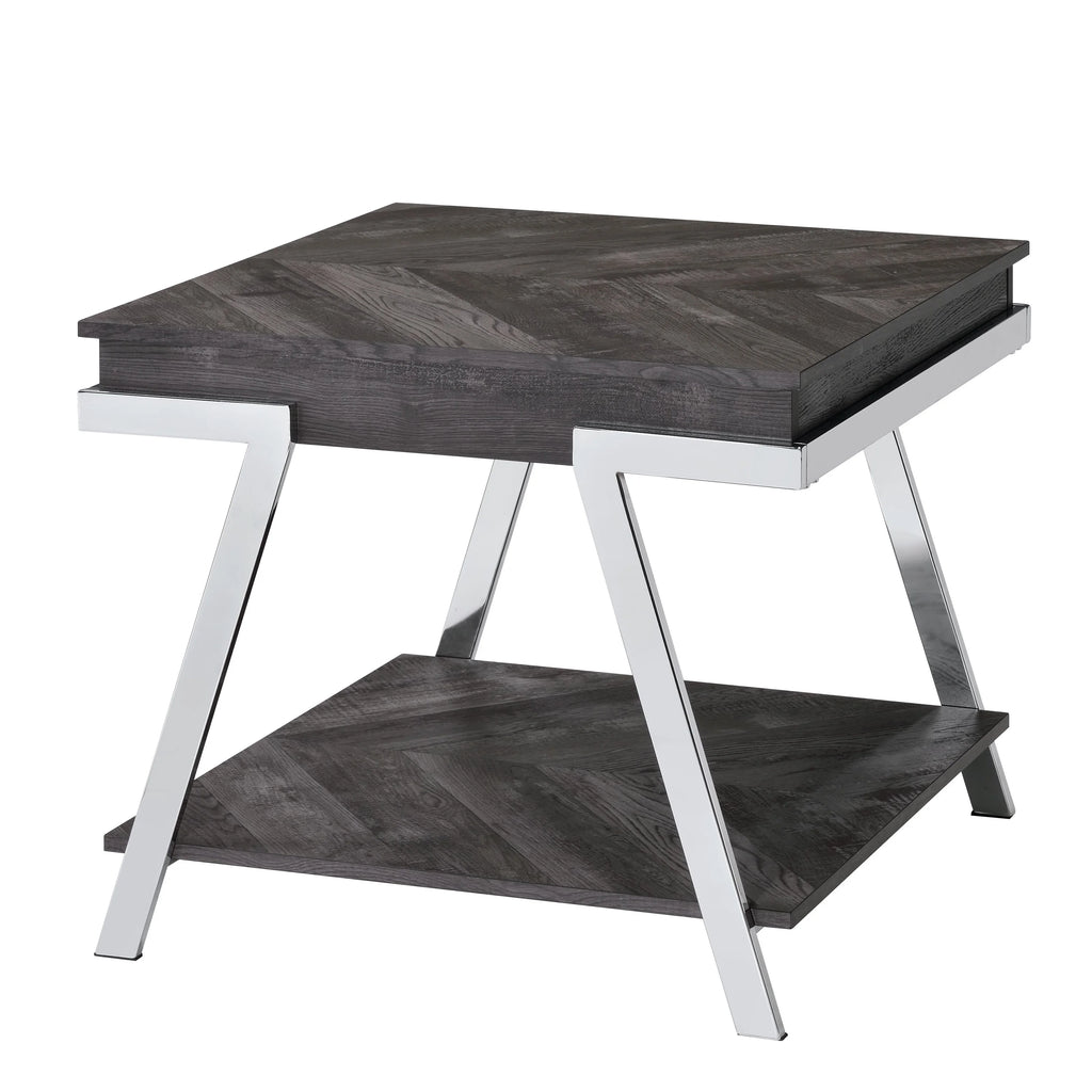 Dark Gray Wood and Laminate End Table J7996