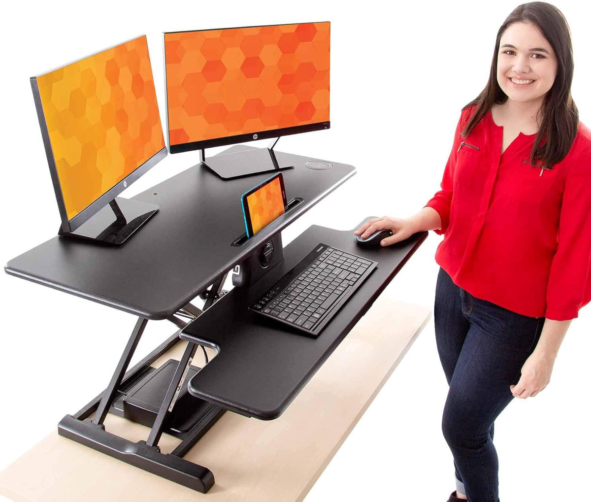 Electric Standing Desk Converter with Wireless Charging J820703