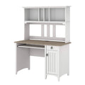 Pure White and Shiplap Gray Small Computer Desk with Hutch D4428