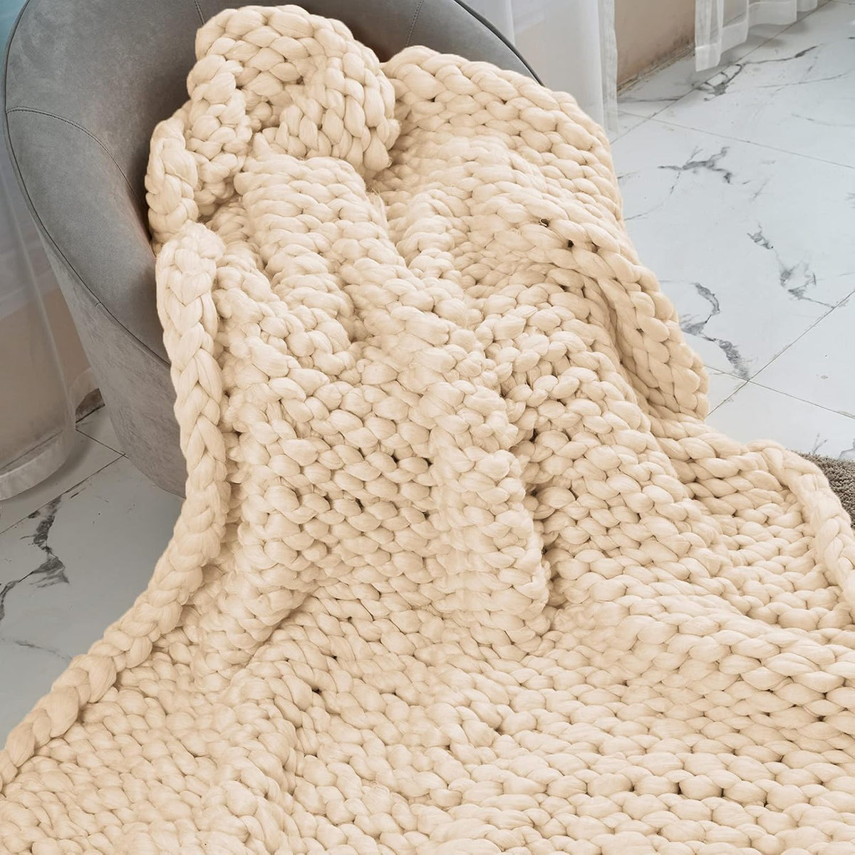 Chunky Knit Blanket Throw Rose Red 40x60 J196
