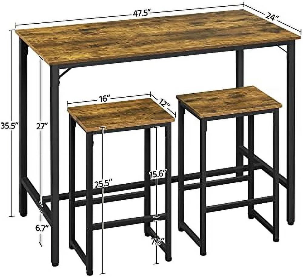 3 Piece Counter Height Table with Stools Set of 2 A7730