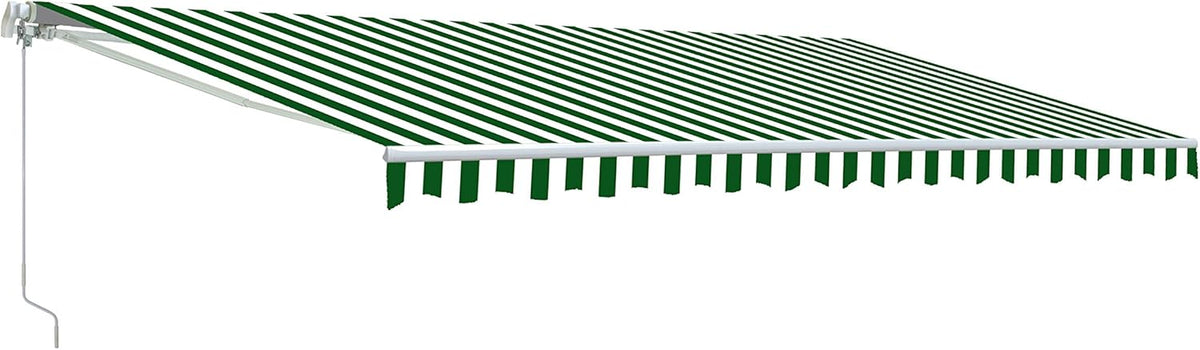 Retractable Motorized Patio Awning 12x10 Multistripe-Green Y38822