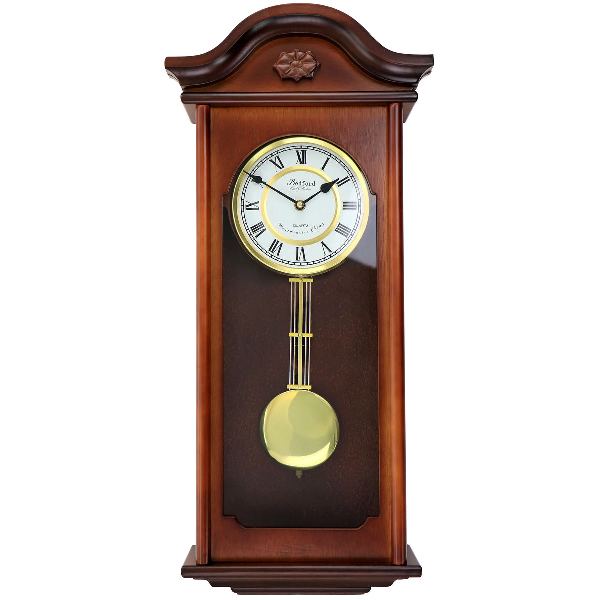 Mahogany Brown Chiming Pendulum Wall Clock Z781742