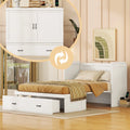 Full Size White Murphy Bed with USB Port and 2 Storage Drawers L4287