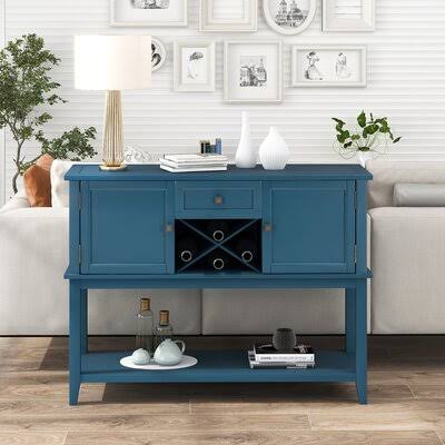 Wooden Console Table with Wine Rack and Open Shelf H177162