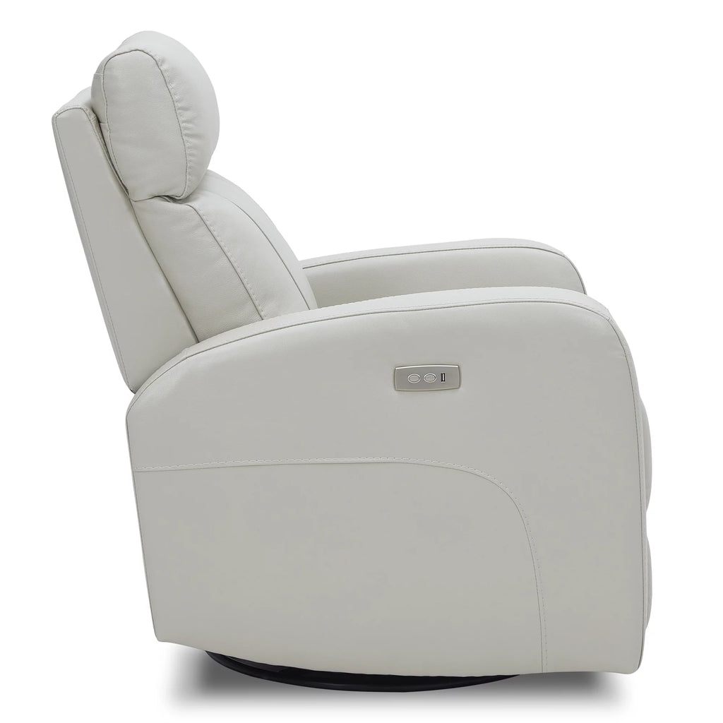 White Leather Power Swivel Glider Recliner X525731
