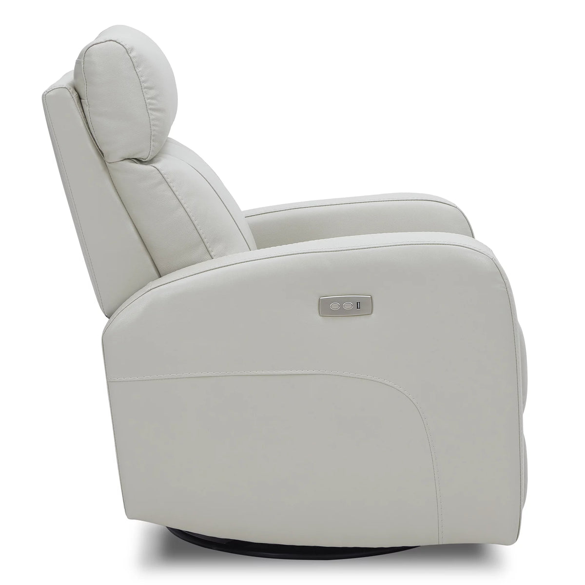 White Leather Power Swivel Glider Recliner X525731
