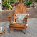 Navy Blue Wash Solid Acacia Wood Outdoor Folding Adirondack Chair U6694