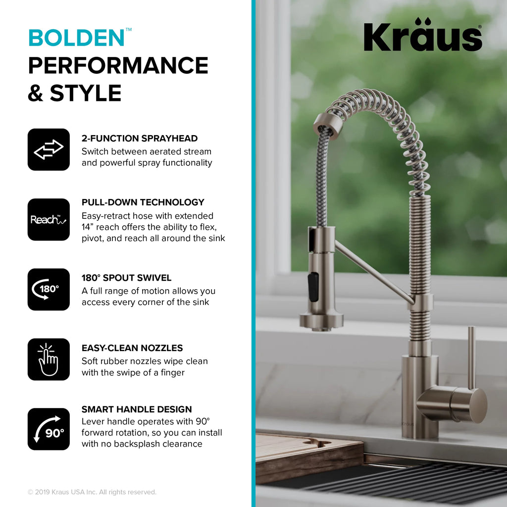 Single Handle Pull Down Kitchen Faucet Stainless Steel T65847