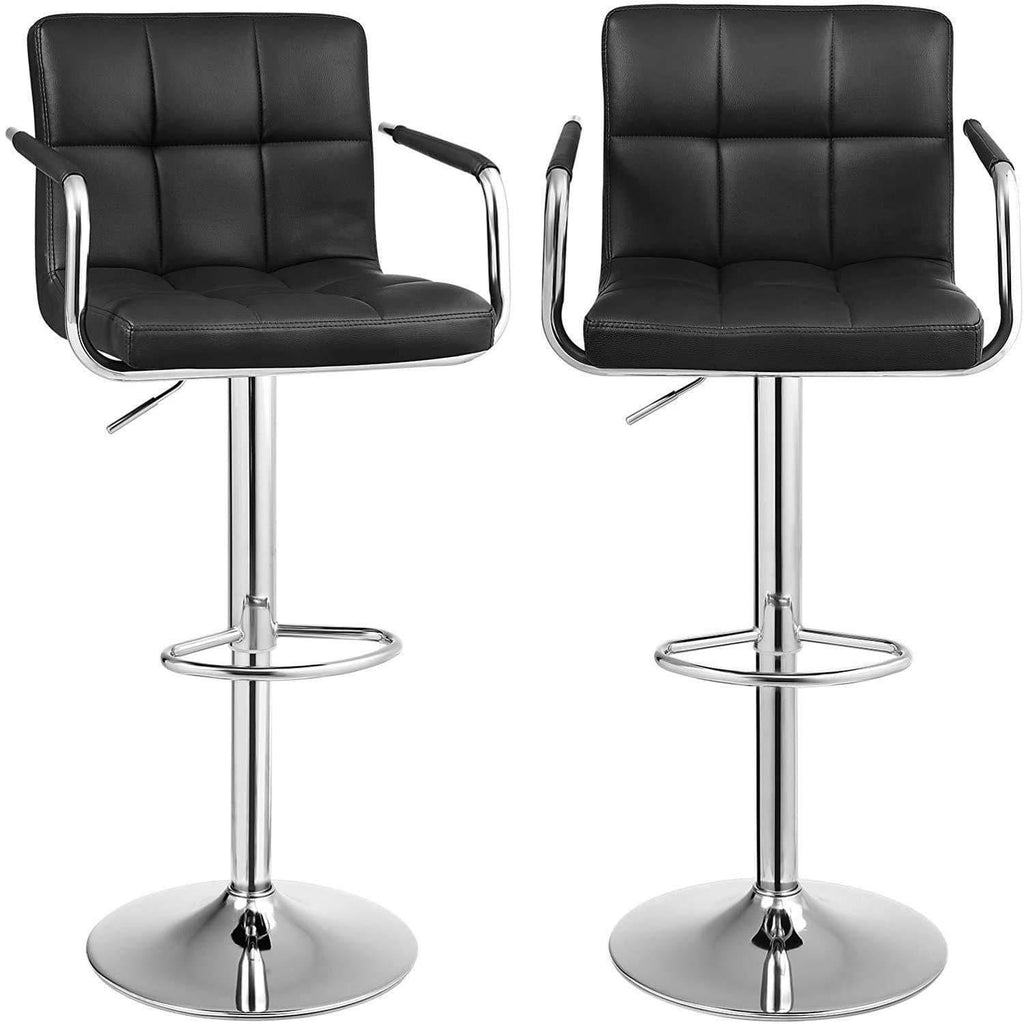 Black Leather Bar Stool Set of 2 Y38573