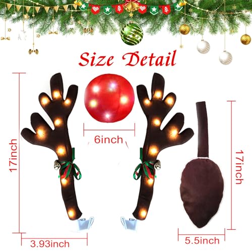 Christmas Car Reindeer Antlers Decoration Kit with Jingle Bells Z459
