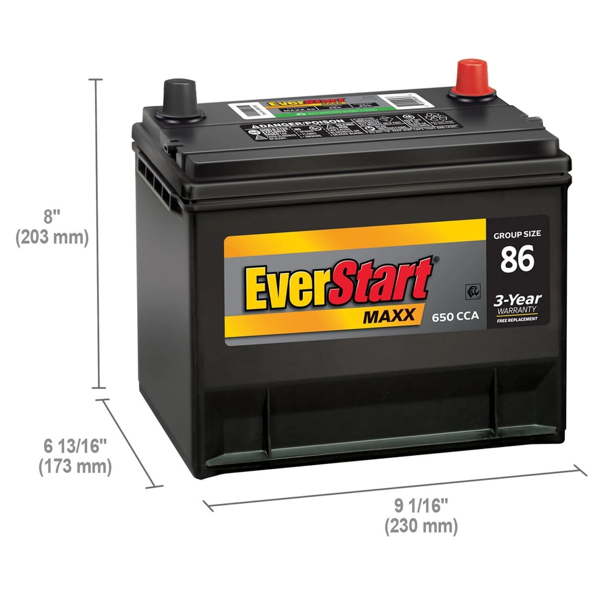 Group Size 86 12 Volt 630 CCA Lead Acid Automotive Battery O915187