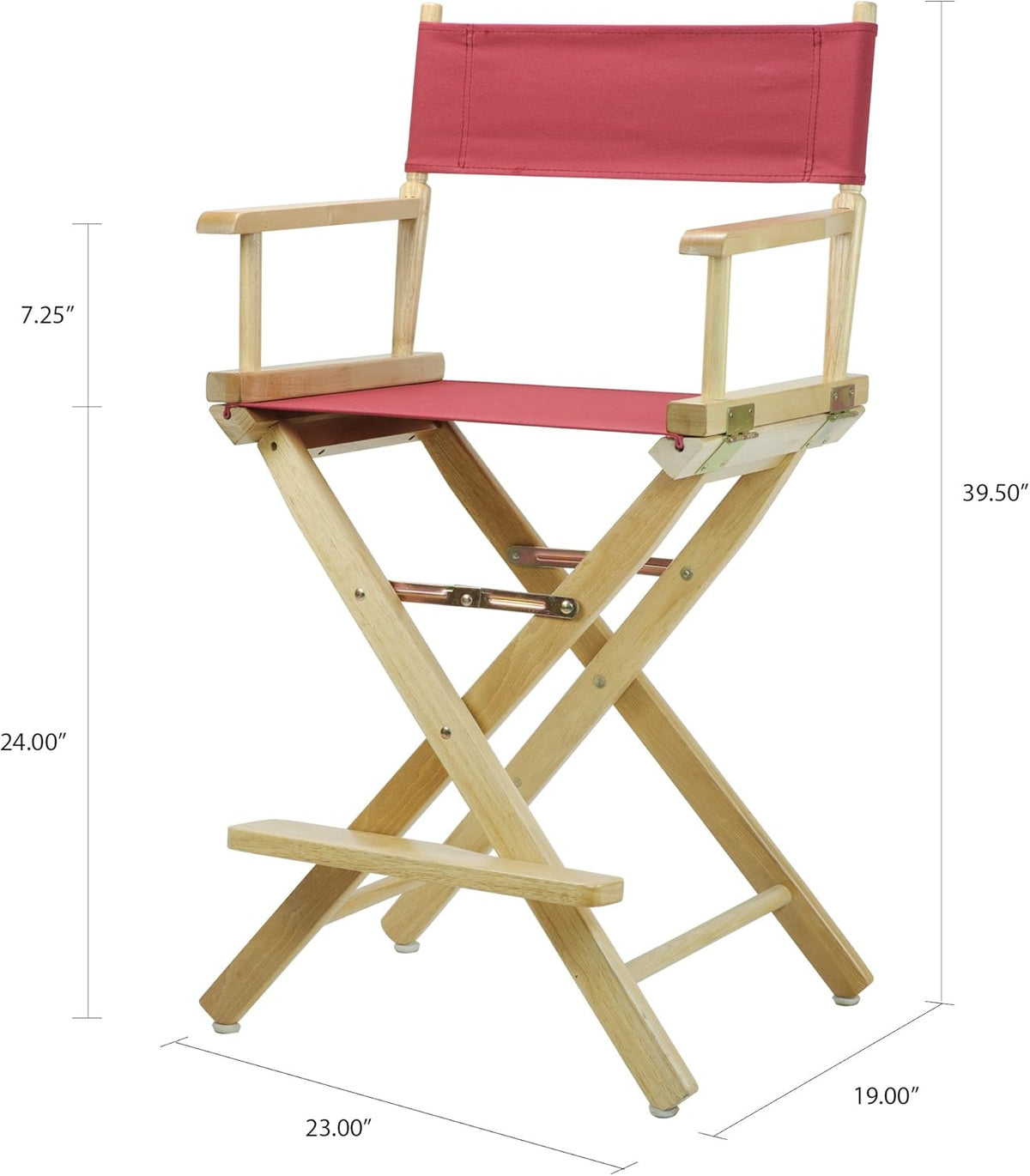 24" Director's Chair Natural Frame with Burgundy Canvas C631