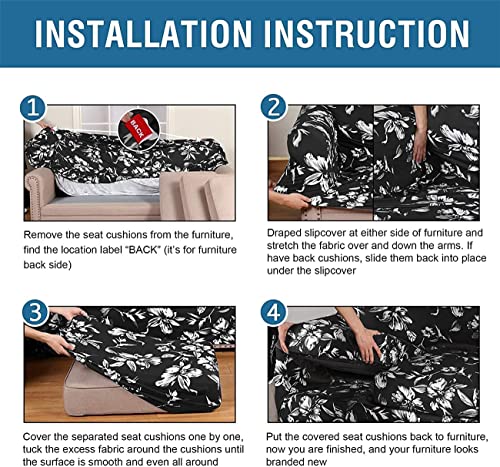 4 Pieces Floral Stretch Sofa Slipcover O173