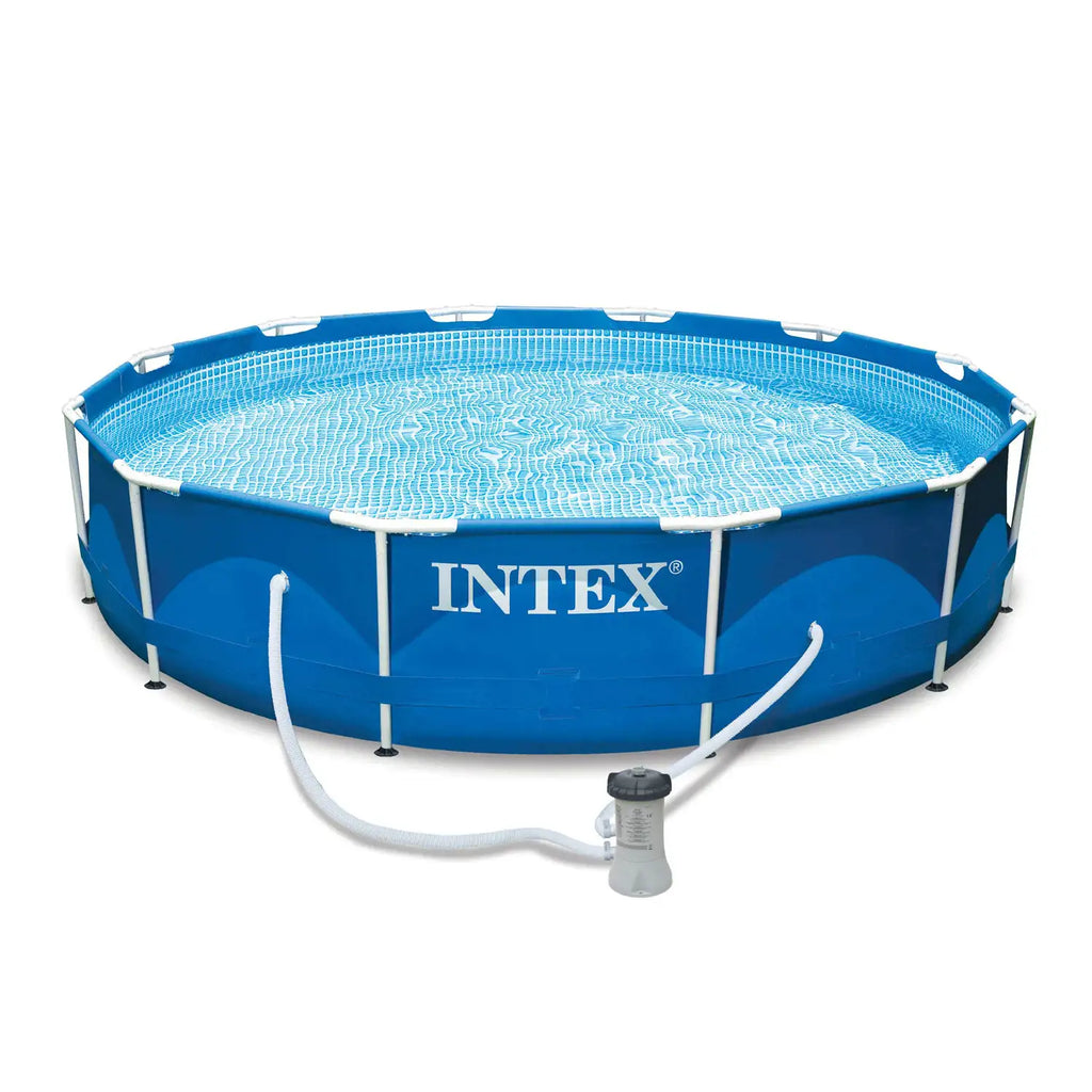 12'x30 Metal Frame Swimming Pool with Filter Pump & Pool Cover O53484