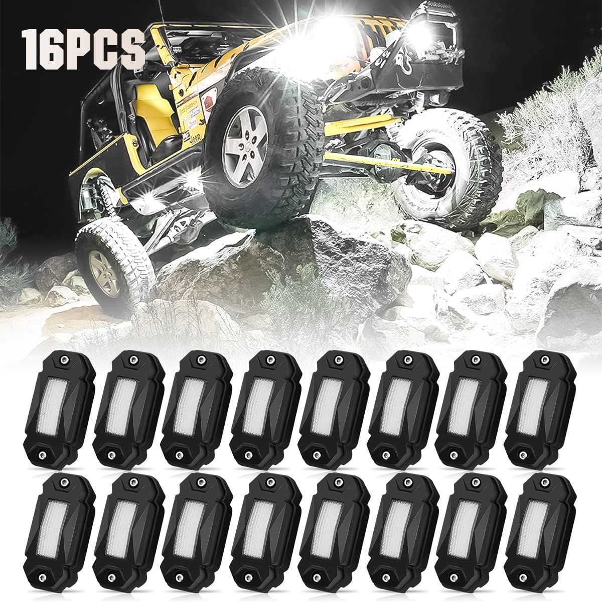 White LED Rock Lights 12PCS Underbody Lights Q380