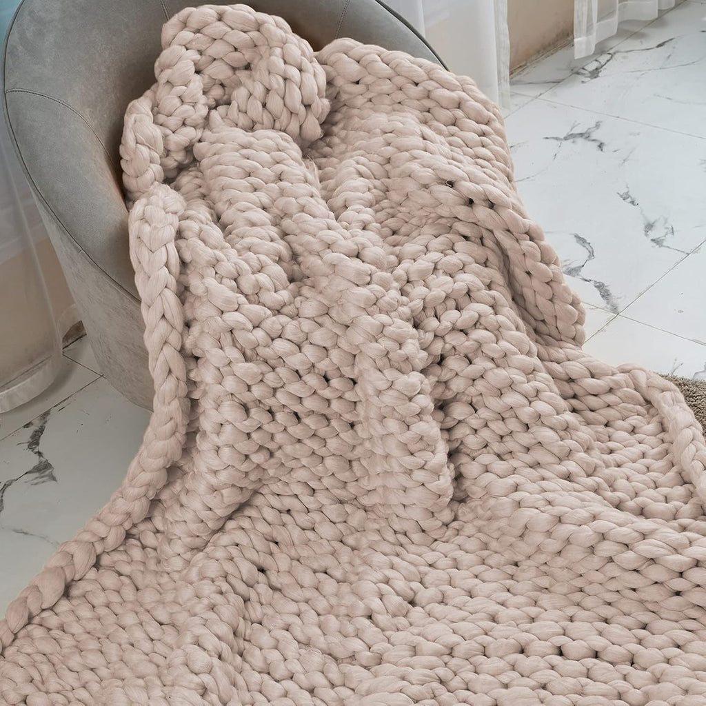 Chunky Knit Blanket Throw Rose Red 40x60 J196