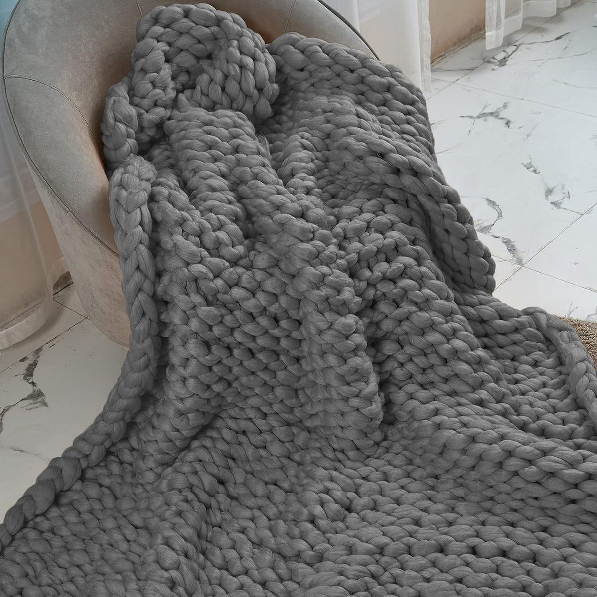 Chunky Knit Blanket Throw Rose Red 40x60 J196