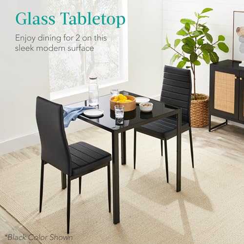 5 Piece Glass Dining Set with 4 Upholstered Chairs R3737