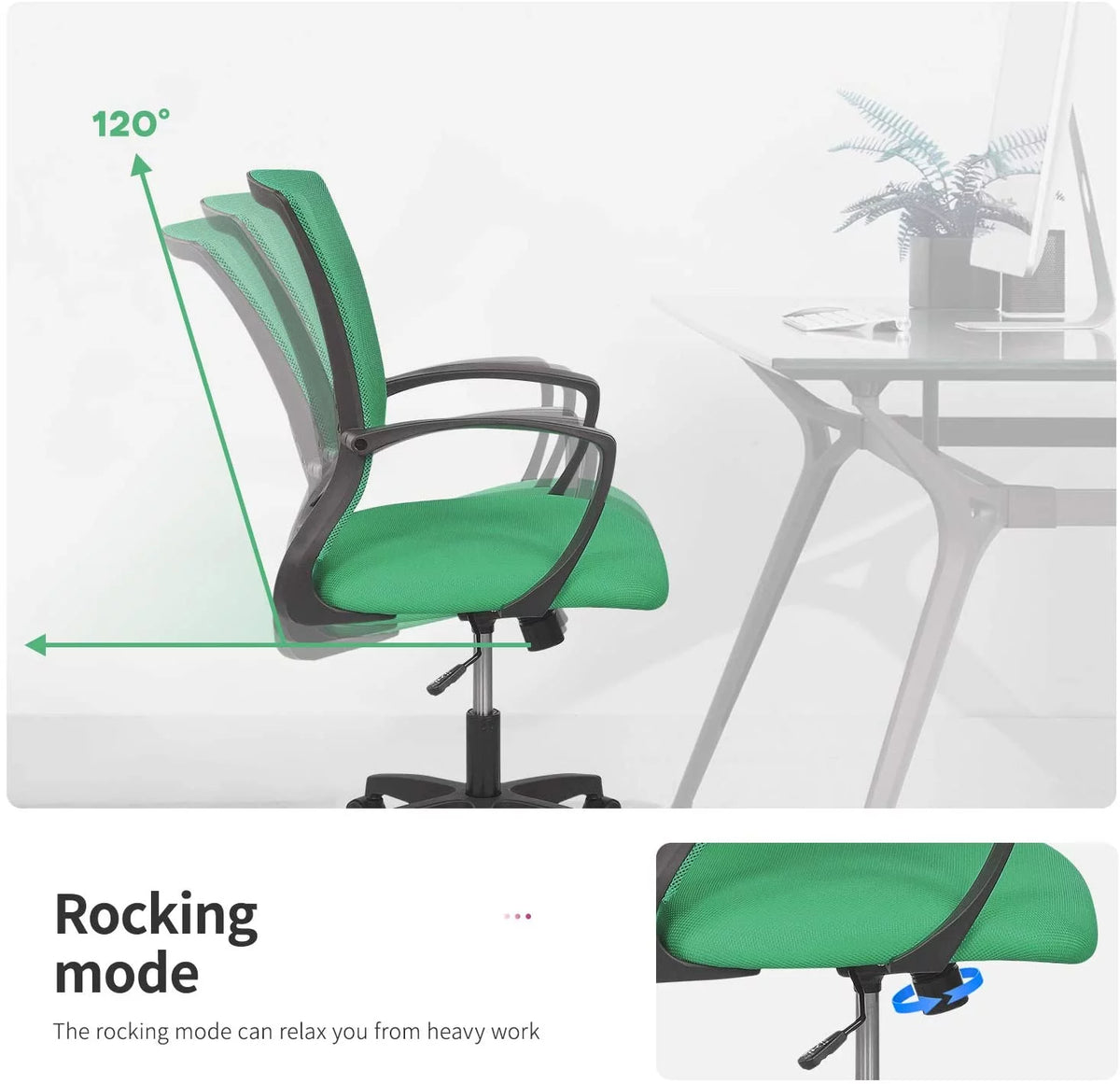 Green Mesh Ergonomic Office Chair with Armrests U321918