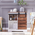 Barn Door Storage Cabinet Wooden with Shelves Freestanding Unit H328871