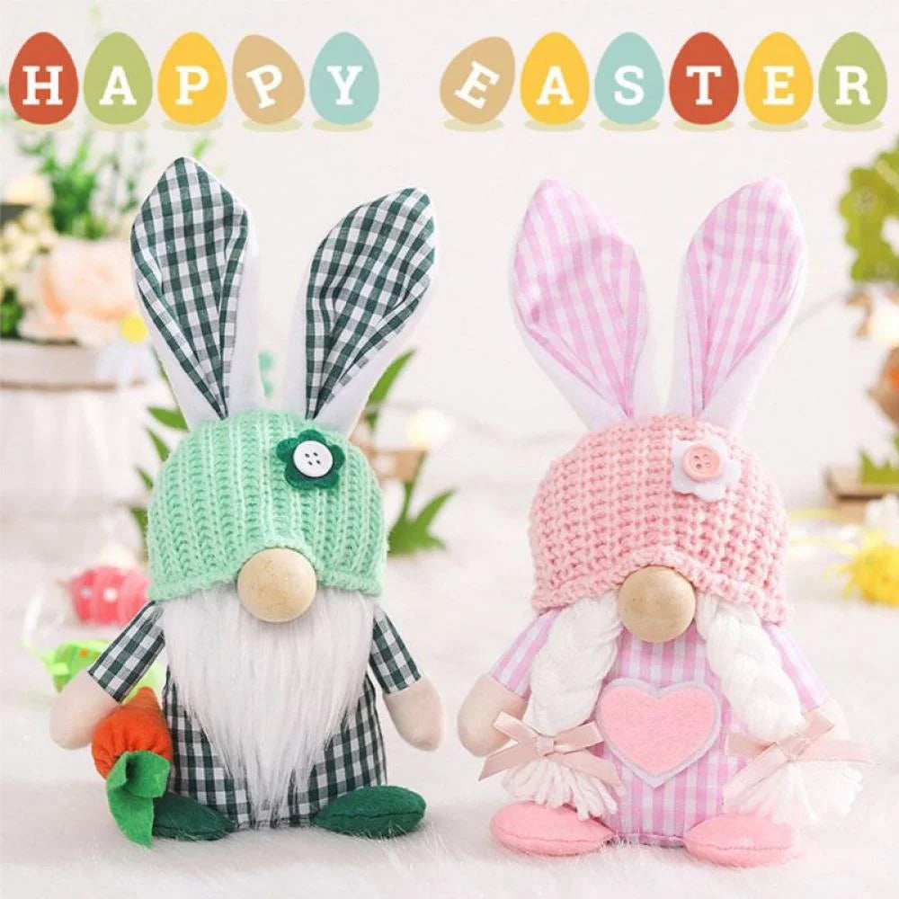 1/2 Pcs Plush Easter Bunny Handmade Swedish Tomte Elf Stuffed Doll Rabbit Ornaments X7175
