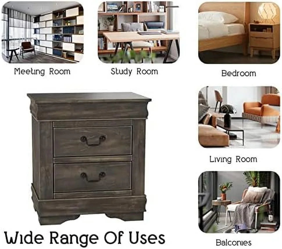 Small Wooden Nightstand with 2 Drawers D643579