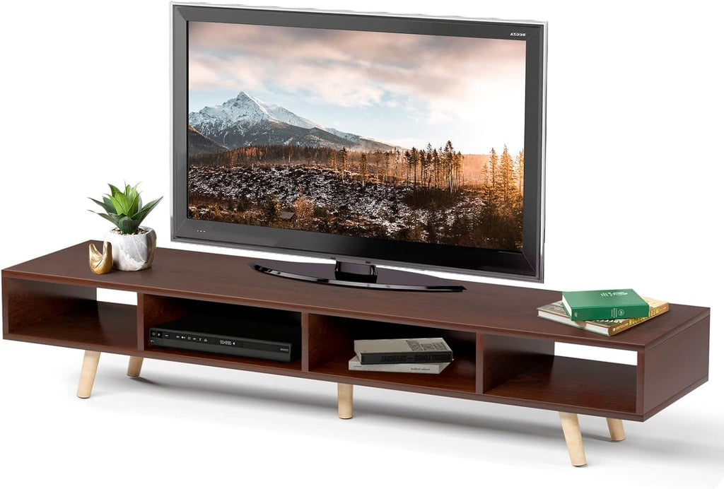 Natural Wood TV Stand with 4 Storage Shelves X57636