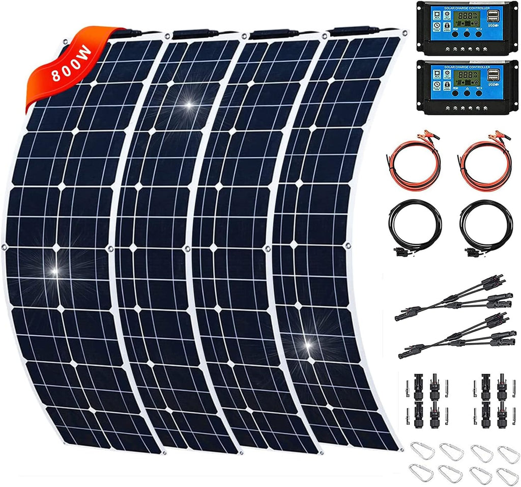 2pcs 200W Semi-Flexible Monocrystalline Solar Panel Kit 12V 400W Q8590