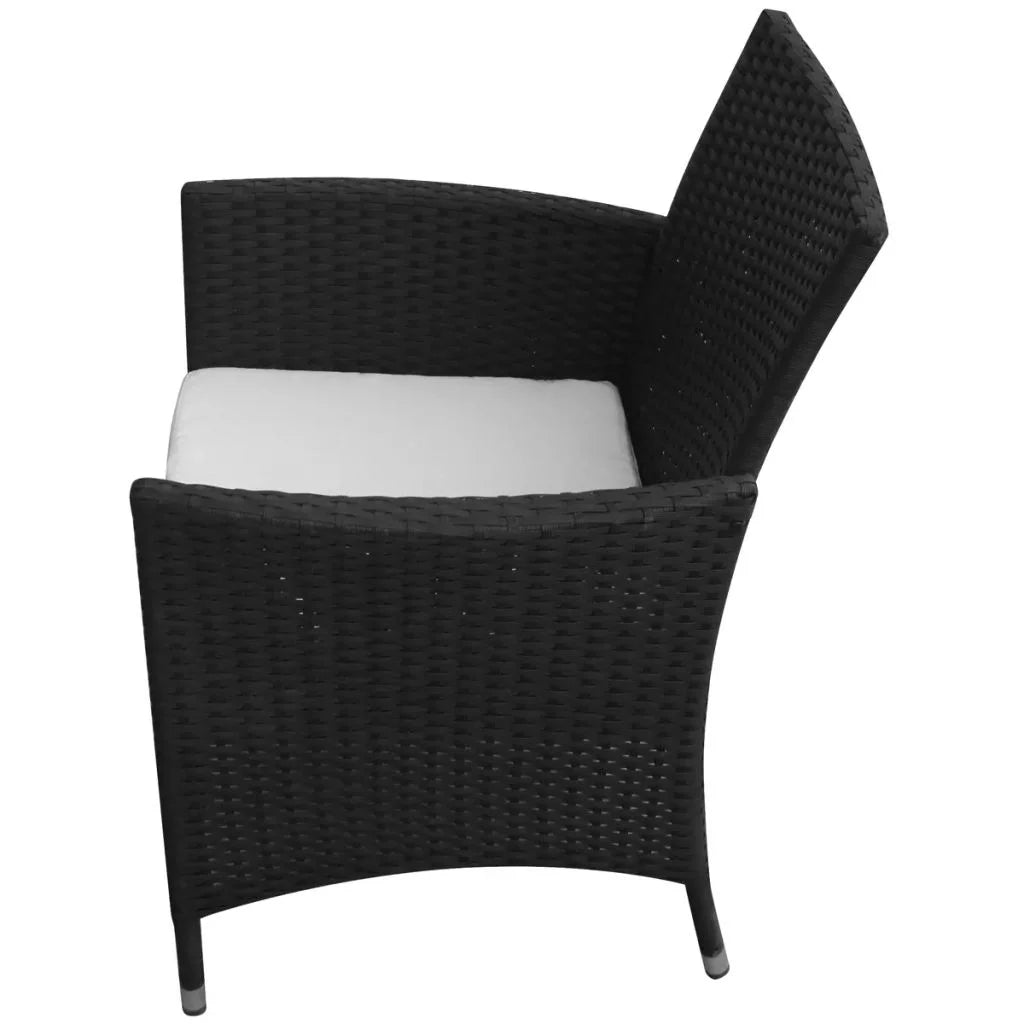 Black 9 Piece Poly Rattan Patio Dining Set with Cushions T258