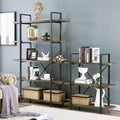 Dark Brown 5-Shelf Metal Frame Bookcase Y5574
