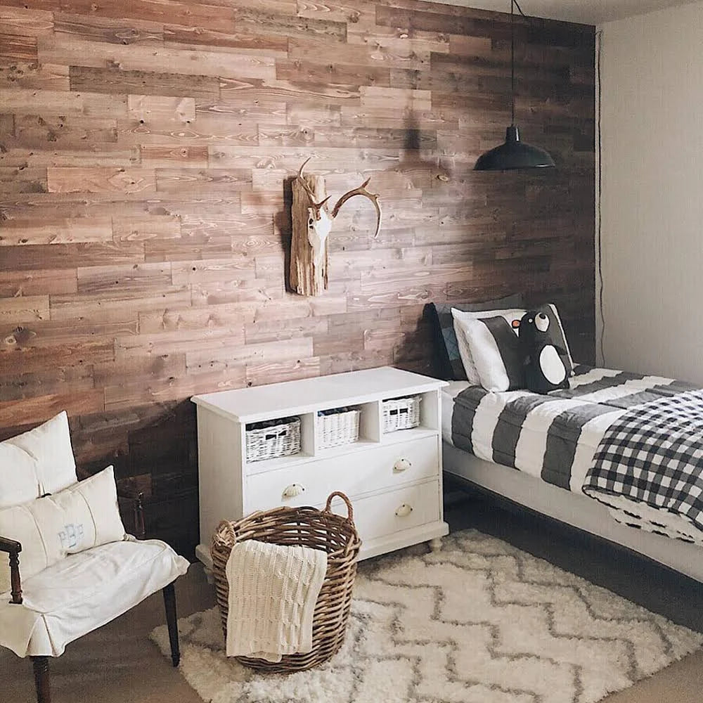 Reclaimed Wooden Wall Planks, Peel and Stick, 10 Sq. ft Q738145