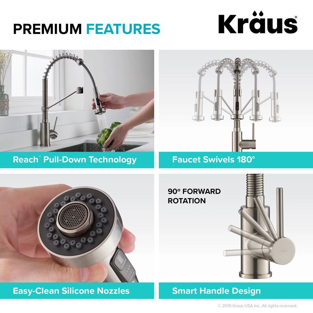 Single Handle Pull Down Kitchen Faucet Stainless Steel T65847