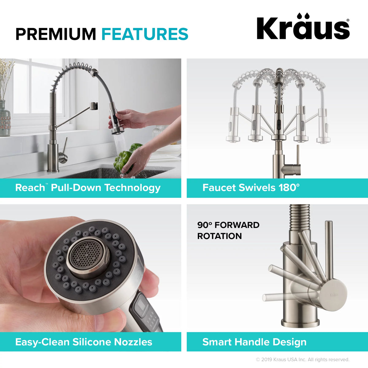 Single Handle Pull Down Kitchen Faucet Stainless Steel T65847