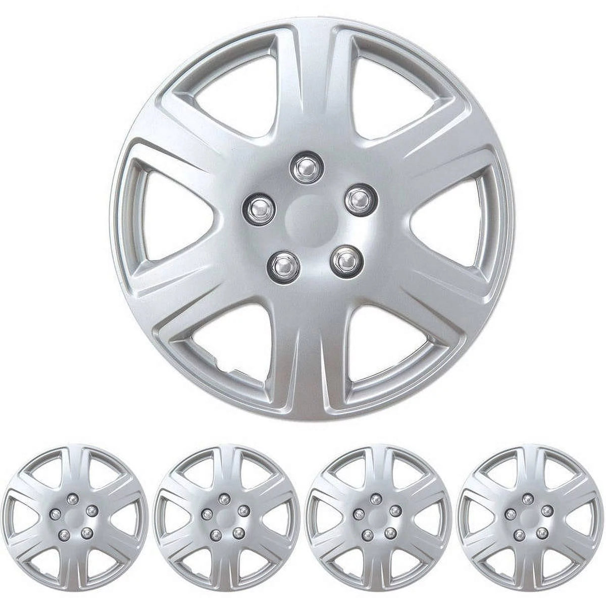 Silver 15" 4 Pieces ABS Plastic Hubcaps B5907