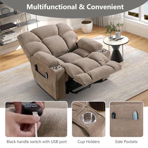 Oversized Power Lift Recliner Chair Brown P798112