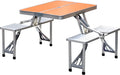 Folding Picnic Table with 4 Stools Aluminum Portable Adjustable O59263