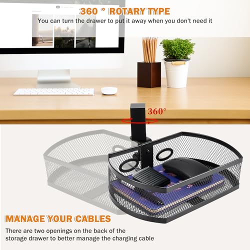 Square-Black Alloy Steel Under Desk Drawer Organizer F2572