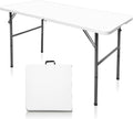 4 FT Folding Table, Plastic Portable Tables for Dining Parties Card Picnic Camping, Granite White R98259