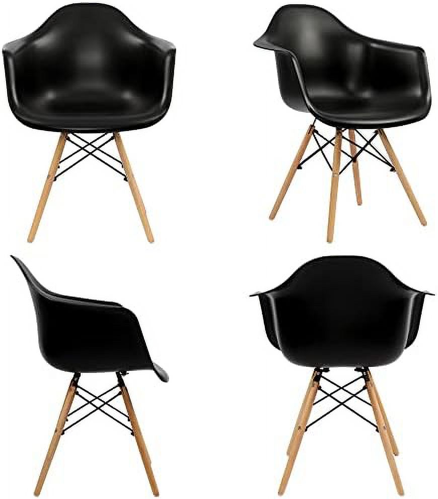 White Set of 4 Plastic Dining Chairs with Wood Legs F89890
