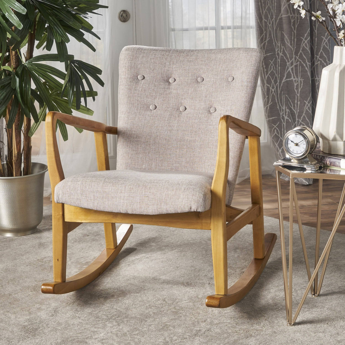 Grey Fabric Rocking Chair N996003