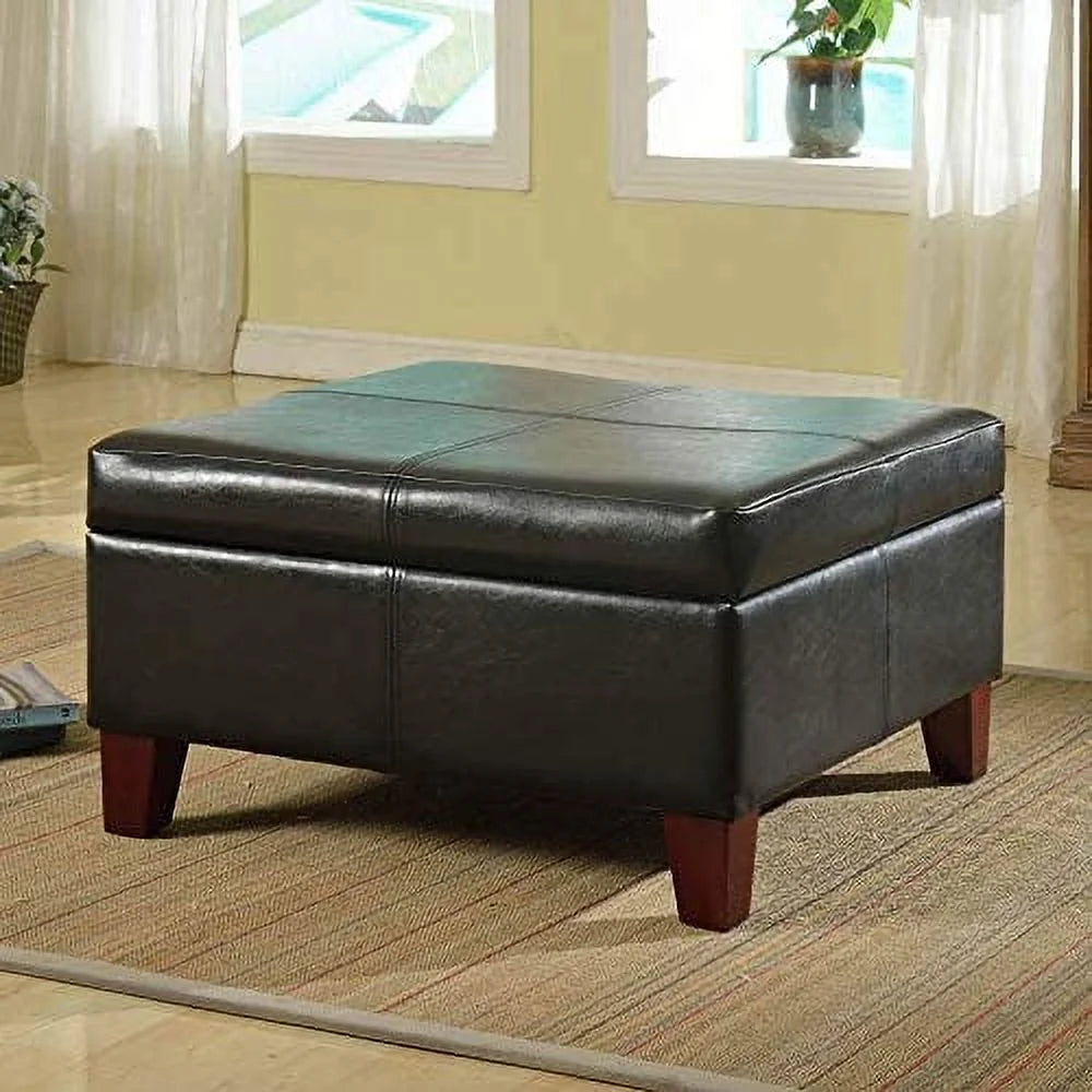 Large Faux Leather Square Storage Ottoman N304