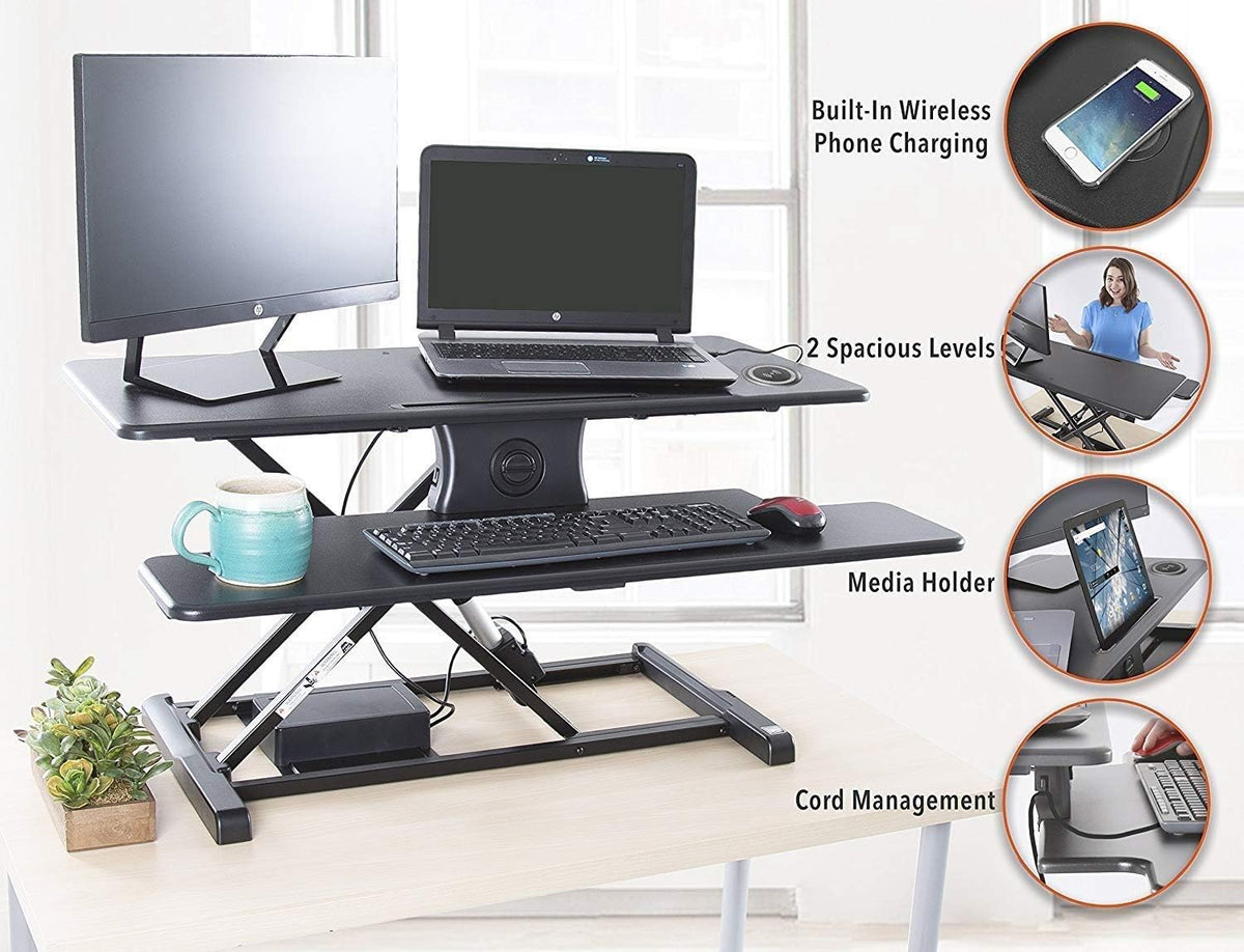 Electric Standing Desk Converter with Wireless Charging J820703