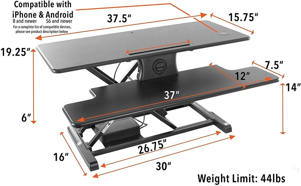 Electric Standing Desk Converter with Wireless Charging J820703