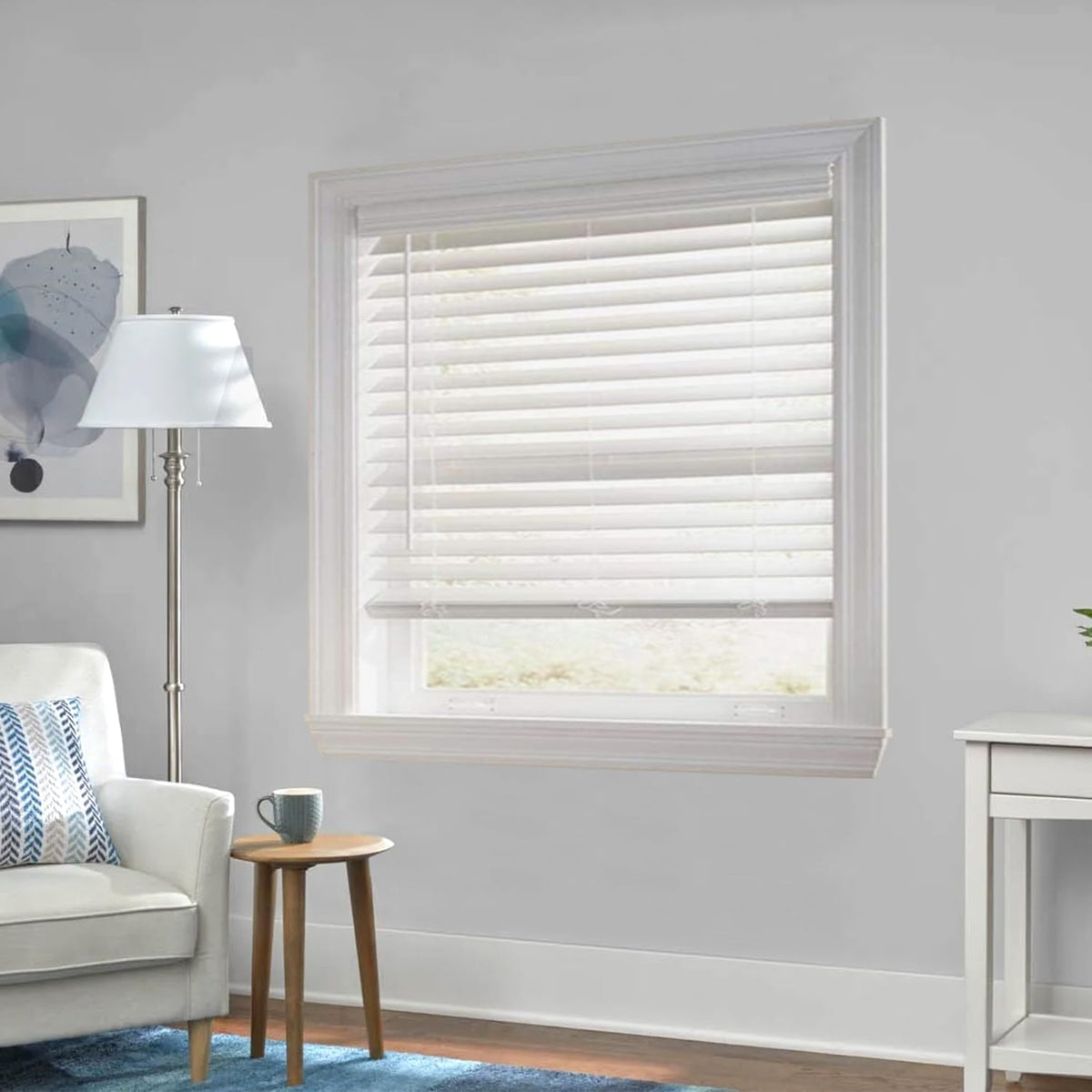White 2.5 Inch Faux Wood Blind 27.5" W x 72" L O28322