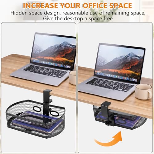 Square-Black Alloy Steel Under Desk Drawer Organizer F2572