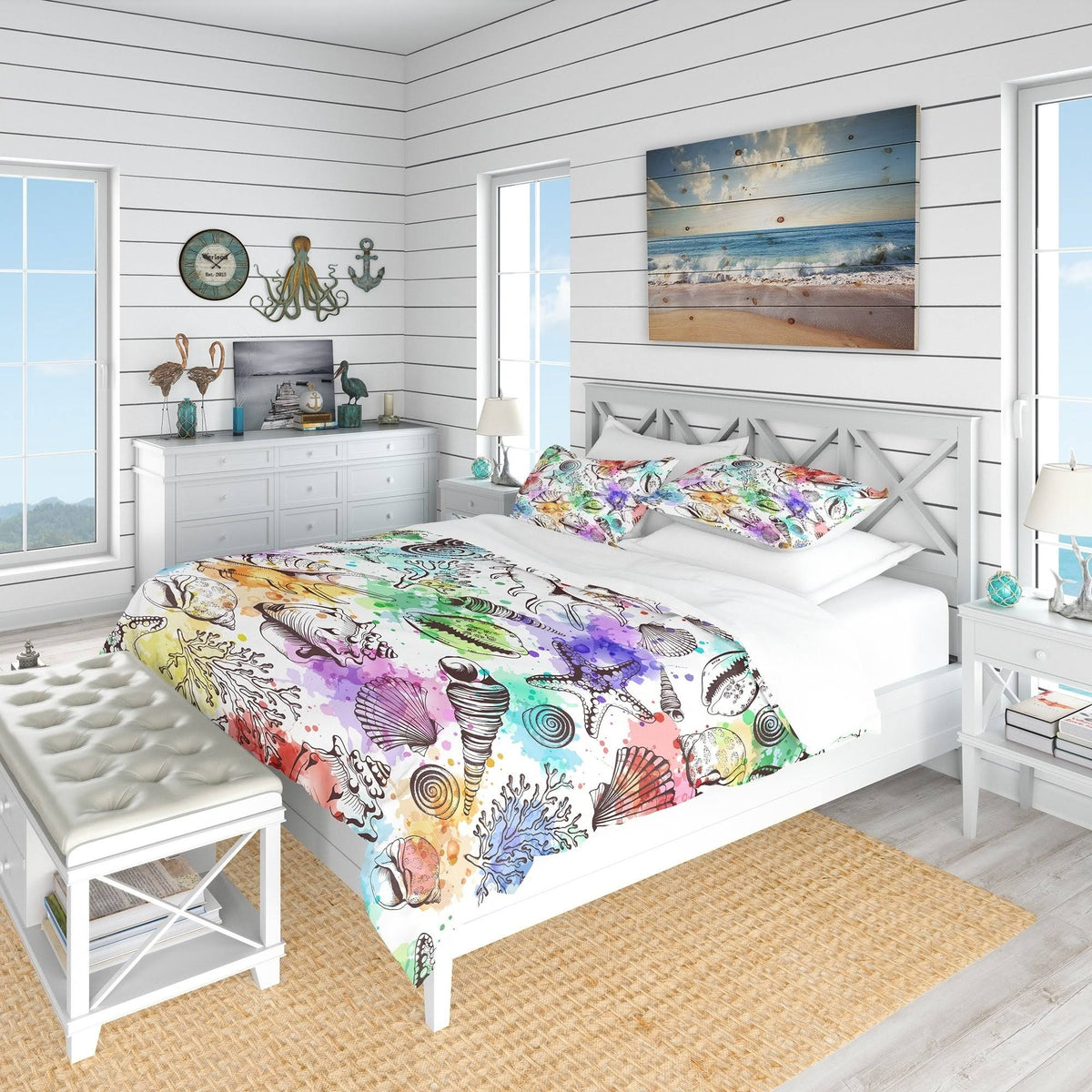 Nautical Coastal Bedding Set Twin Duvet Cover Y646