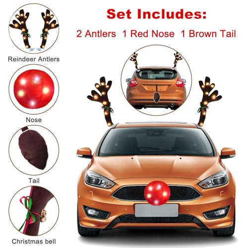 Christmas Car Reindeer Antlers Decoration Kit with Jingle Bells Z459